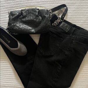 Banana Republic Black Denim Button Fly Washwell Water Q  Straight Leg Like New